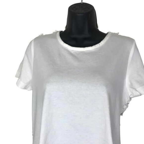 Sea New York White 100% Cotton Top With Open Daisy Crochet Back Size 4 - Picture 4 of 7